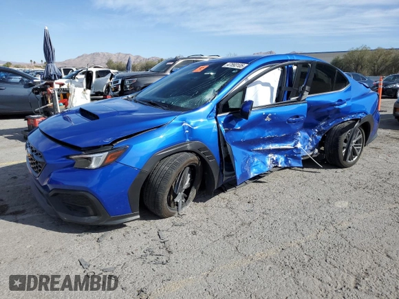 2023 Subaru WRX with VIN JF1VBAB69P8816035, listed as a Copart auction lot 47893105 with 24,422 mi miles and Salvage title. Bid and sale history available at DreamBid. Image 1.