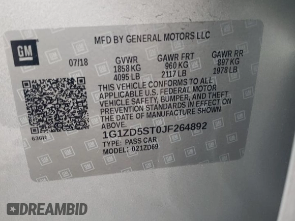 2018 Chevrolet Malibu LT with VIN 1G1ZD5ST0JF264892, listed as a Copart auction lot 88937445 with 103,521 mi miles and Salvage Title. Bid and sale history available at carsss.com. Image 12.