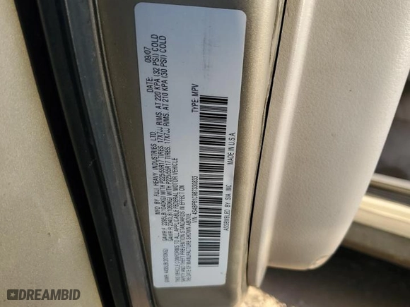 2008 Subaru Outback (Natl) i with VIN 4S4BP61C987330833, listed as a Copart auction lot 72564774 with 158,394 mi miles and Salvage Title. Bid and sale history available at carsss.com. Image 14.