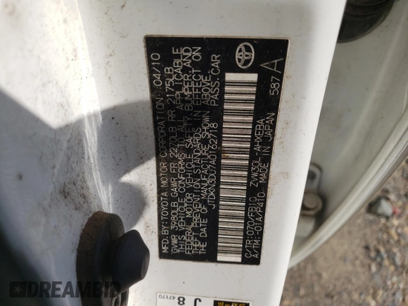 2010 Toyota Prius II with VIN JTDKN3DU7A0162718, listed as a Copart auction lot 56415365 with 199,397 mi miles and Salvage Title. Bid and sale history available at DreamBid. Image 12.