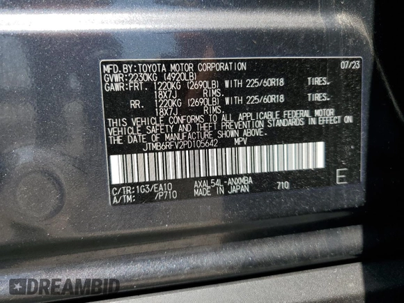 2023 Toyota RAV4 Hybrid XLE Premium z VIN JTMB6RFV2PD105642, wystawiony jako Copart lot #50714615 z przebiegiem Nie podano mil oraz Szkoda całkowita • Salvage title. Historia ofert i sprzedaży dostępna na DreamBid. Obrazek 12.