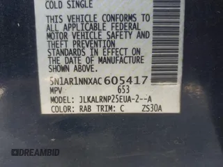 2010 Nissan Pathfinder SE z VIN 5N1AR1NNXAC605417, wystawiony jako IAAI lot #42317325 z przebiegiem 199 635 mil mil oraz . Historia ofert i sprzedaży dostępna na DreamBid. Obrazek 9.