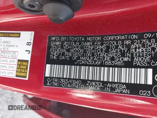 2015 Toyota Prius Four with VIN JTDKN3DU6F1883985, listed as a IAAI auction lot 42072673 with 129,117 mi miles and . Bid and sale history available at DreamBid. Image 9.