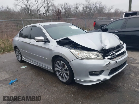 2014 Honda Accord Sport with VIN 1HGCR2F58EA093158, listed as a IAAI auction lot 41597368 with 121,990 mi miles and . Bid and sale history available at DreamBid. Image 1.