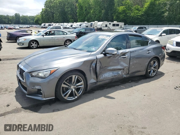 2019 Infiniti Q50 Luxe with VIN JN1EV7AR7KM591889, listed as a Copart auction lot 61304425 with 73,712 mi miles and Salvage title. Bid and sale history available at DreamBid. Image 1.