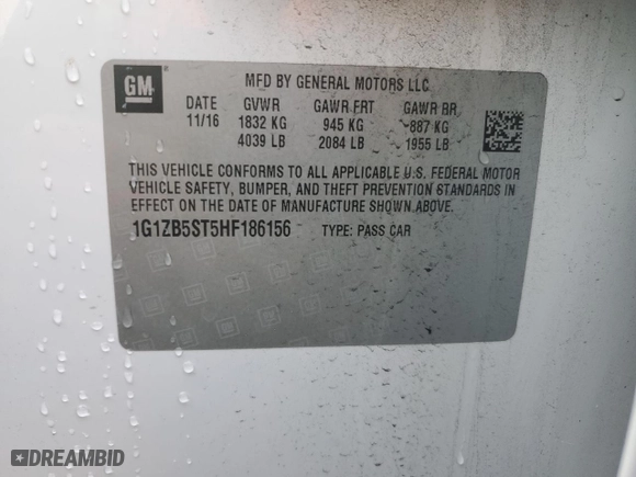 2017 Chevrolet Malibu LS with VIN 1G1ZB5ST5HF186156, listed as a Copart auction lot 47300005 with 162,859 mi miles and Non Repairable. Bid and sale history available at carsss.com. Image 14.