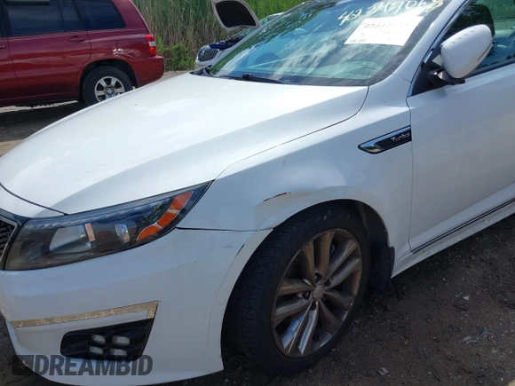2014 Kia Optima SXL Turbo with VIN 5XXGR4A62EG342201, listed as a IAAI auction lot 42344058 with 108,358 mi miles and . Bid and sale history available at DreamBid. Image 6.