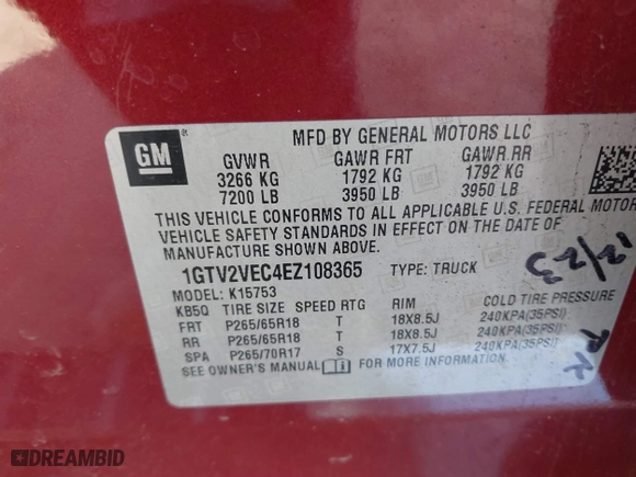 2014 GMC Sierra 1500 SLT with VIN 1GTV2VEC4EZ108365, listed as a IAAI auction lot 40968279 with 80,575 mi miles. Bid and sale history available at carsss.com. Image 9.