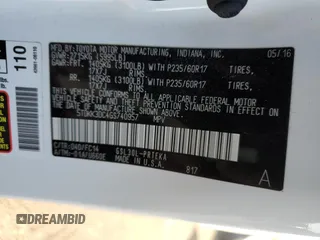 2016 Toyota Sienna LE AAS with VIN 5TDKK3DC4GS740957, listed as a Copart auction lot 83841424 with 94,903 mi miles and Non Repairable. Bid and sale history available at carsss.com. Image 14.