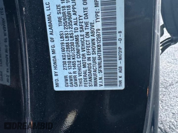 2019 Honda Odyssey EX-L z VIN 5FNRL6H78KB125979, wystawiony jako Copart lot #87329574 z przebiegiem 198 421 mil mil oraz Czysty tytuł • Clean title. Historia ofert i sprzedaży dostępna na DreamBid. Obrazek 10.