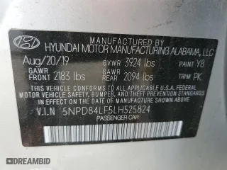 2020 Hyundai Elantra Value Edition with VIN 5NPD84LF5LH525824, listed as a Copart auction lot 71494134 with 82,224 mi miles and Clean Title. Bid and sale history available at carsss.com. Image 12.