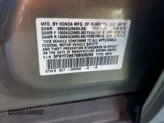 2008 Honda Pilot EX-L z VIN 5FNYF28678B008289, wystawiony jako Copart lot #82415224 z przebiegiem 150 475 mil mil oraz Szkoda całkowita • Salvage title. Historia ofert i sprzedaży dostępna na DreamBid. Obrazek 12.