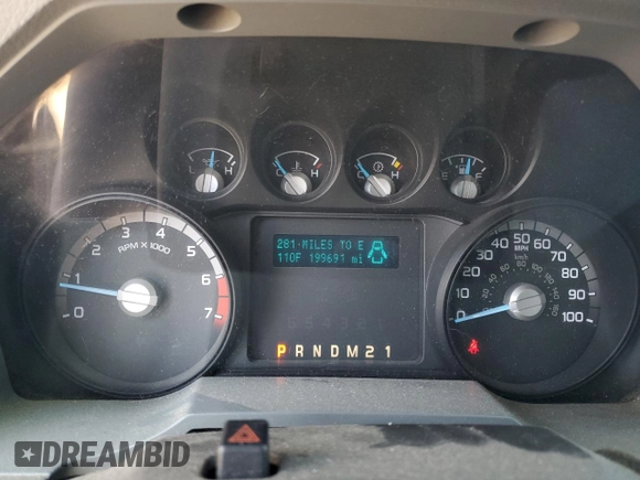 2013 Ford F-250 XL with VIN 1FTBF2A65DEA63805, listed as a Copart auction lot 63109464 with 199,691 mi miles and Salvage Title. Bid and sale history available at DreamBid. Image 9.