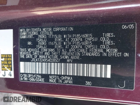 2005 Scion xB z VIN JTLKT324X54028507, wystawiony jako IAAI lot #42106381 z przebiegiem 180 641 mil mil oraz . Historia ofert i sprzedaży dostępna na DreamBid. Obrazek 9.