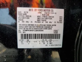 2020 Ford Edge Titanium z VIN 2FMPK4K97LBA56544, wystawiony jako Copart lot #59314005 z przebiegiem 84 861 mil mil oraz Czysty tytuł • Clean title. Historia ofert i sprzedaży dostępna na DreamBid. Obrazek 13.