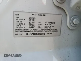 2021 Tesla Model Y Long Range z VIN 5YJYGDEE7MF090698, wystawiony jako Copart lot #44192555 z przebiegiem 78 907 mil mil oraz Szkoda całkowita • Salvage title. Historia ofert i sprzedaży dostępna na DreamBid. Obrazek 15.