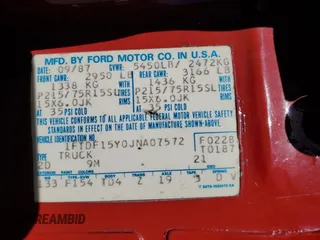 1988 Ford F-150 with VIN 1FTDF15Y0JNA07572, listed as a Copart auction lot 76735284 with 22,567 mi miles and Non Repairable. Bid and sale history available at carsss.com. Image 13.