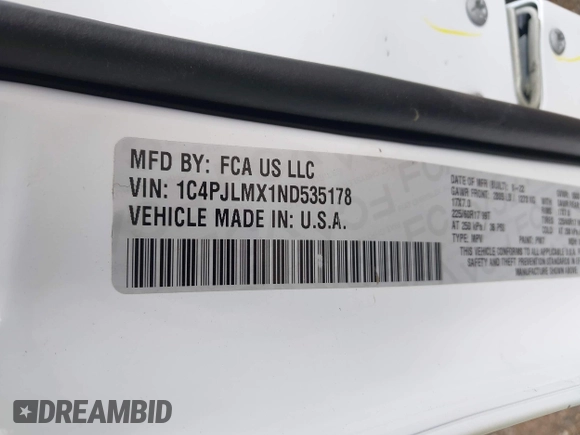 2022 Jeep Cherokee Latitude Lux with VIN 1C4PJLMX1ND535178, listed as a IAAI auction lot 42161237 with 42,468 mi miles and . Bid and sale history available at DreamBid. Image 9.