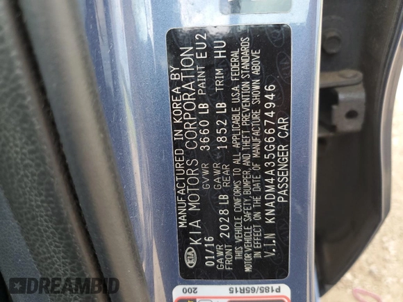 2016 Kia Rio LX with VIN KNADM4A35G6674946, listed as a Copart auction lot 56012124 with 110,647 mi miles and Salvage Title. Bid and sale history available at carsss.com. Image 12.