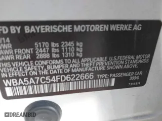 2015 BMW 5 Series 528i xDrive with VIN WBA5A7C54FD622666, listed as a IAAI auction lot 41351536 with 152,383 mi miles. Bid and sale history available at carsss.com. Image 9.