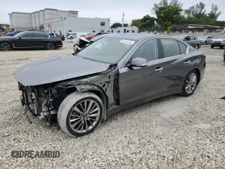 2023 Infiniti Q50 Luxe with VIN JN1EV7BP1PM510616, listed as a Copart auction lot 42381345 with 7,611 mi miles and Non Repairable. Bid and sale history available at DreamBid. Image 1.