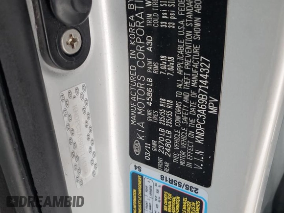 2011 Kia Sportage SX with VIN KNDPC3A69B7144327, listed as a Copart auction lot 88137525 with Not provided miles and Salvage title. Bid and sale history available at DreamBid. Image 15.