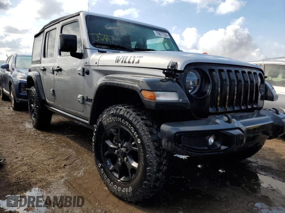 2021 Jeep Wrangler Unlimited Sport Altitude with VIN 1C4HJXDNXMW555815, listed as a Copart auction lot 75677724 with Not provided miles and Non repairable. Bid and sale history available at DreamBid. Image 4.