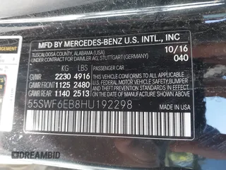 2017 Mercedes-Benz C 43 AMG with VIN 55SWF6EB8HU192298, listed as a IAAI auction lot 41658025 with Not provided miles and . Bid and sale history available at DreamBid. Image 9.