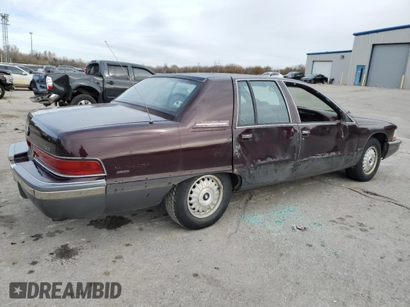1993 Buick Roadmaster Ltd with VIN 1G4BT5375PR407710, listed as a Copart auction lot 82696974 with 130,141 mi miles and Salvage Title. Bid and sale history available at DreamBid. Image 3.