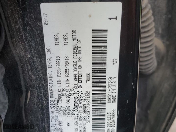 2018 Toyota Tundra 2WD SR with VIN 5TFRY5F17JX231385, listed as a Copart auction lot 81738214 with 291,340 mi miles and Salvage Title. Bid and sale history available at carsss.com. Image 12.