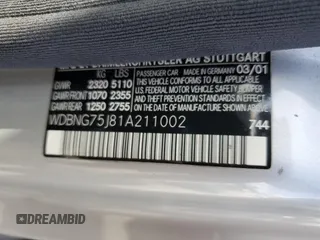 2001 Mercedes-Benz S-Class with VIN WDBNG75J81A211002, listed as a Copart auction lot 51296725 with 148,065 mi miles and Salvage Title. Bid and sale history available at carsss.com. Image 14.