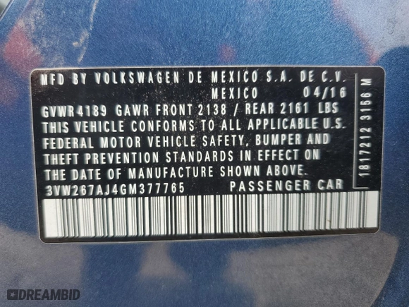 2016 Volkswagen Jetta Sedan 1.4T S with VIN 3VW267AJ4GM377765, listed as a Copart auction lot 49613635 with 157,926 mi miles and Salvage Title. Bid and sale history available at carsss.com. Image 13.