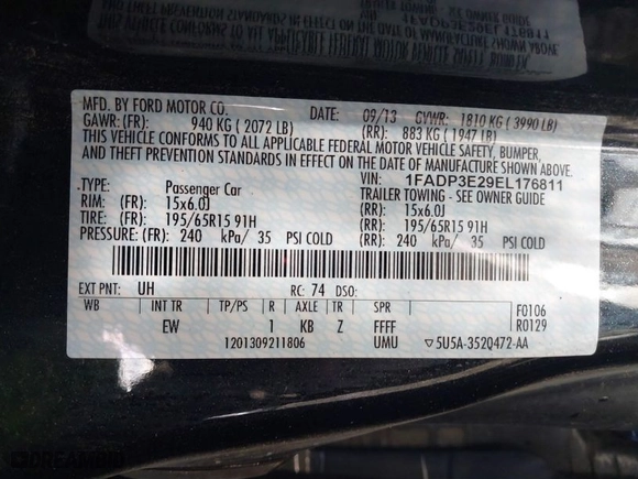 2014 Ford Focus S with VIN 1FADP3E29EL176811, listed as a IAAI auction lot 41808719 with 84,600 mi miles. Bid and sale history available at carsss.com. Image 9.
