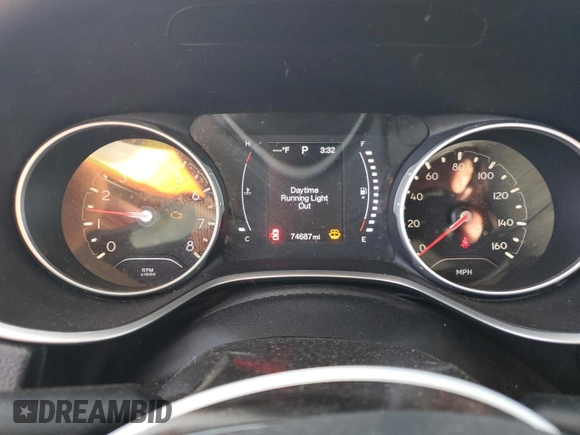 2018 Jeep Compass Sport with VIN 3C4NJDAB2JT479228, listed as a Copart auction lot 52437825 with 74,687 mi miles and Salvage title. Bid and sale history available at DreamBid. Image 9.
