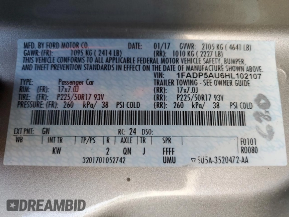 2017 Ford C-Max SE z VIN 1FADP5AU6HL102107, wystawiony jako Copart lot #54700535 z przebiegiem 89 698 mil mil oraz Szkoda całkowita • Salvage title. Historia ofert i sprzedaży dostępna na DreamBid. Obrazek 13.