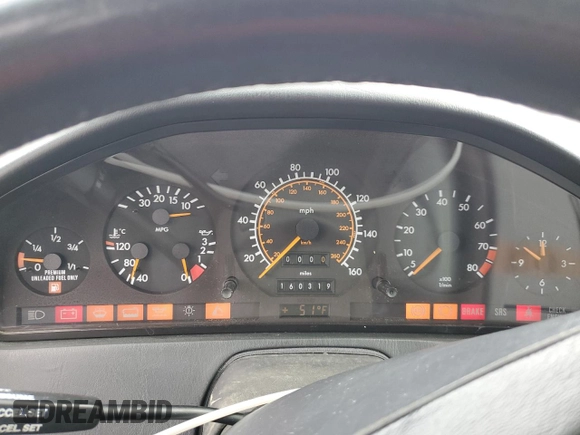 1991 Mercedes-Benz 300 with VIN WDBFA61E3MF015341, listed as a Copart auction lot 49173335 with 160,319 mi miles and Clean Title. Bid and sale history available at DreamBid. Image 9.