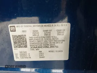 2022 Chevrolet Equinox LT z VIN 3GNAXKEV0NL299751, wystawiony jako IAAI lot #42190371 z przebiegiem 15 448 mil mil oraz . Historia ofert i sprzedaży dostępna na DreamBid. Obrazek 9.