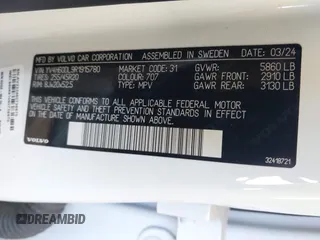 2024 Volvo XC60 Plus Dark Theme с VIN YV4H60DL9R1915780, выставлен на аукционе IAAI как лот 42025076 с пробегом Не указан миль и . История ставок и продаж доступна на DreamBid. Изображение 9.