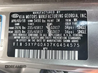 2019 Kia Sorento LX with VIN 5XYPGDA37KG454575, listed as a Copart auction lot 51808155 with 129,790 mi miles and Salvage Title. Bid and sale history available at carsss.com. Image 13.