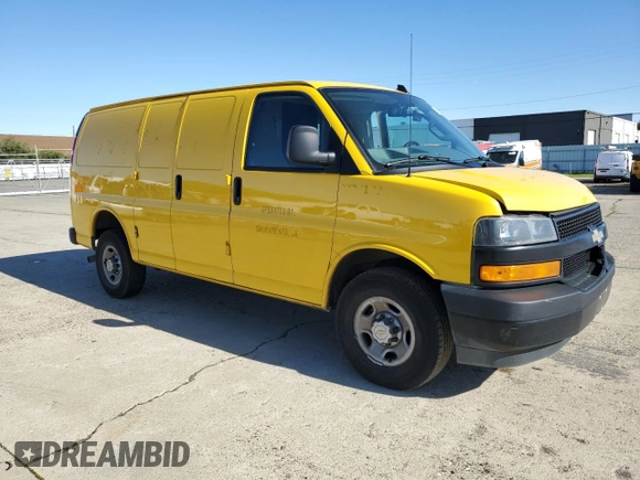 2023 Chevrolet Express Cargo with VIN 1GCWGAFP4P1160421, listed as a Copart auction lot 43565435 with 48,019 mi miles and Salvage title. Bid and sale history available at DreamBid. Image 1.