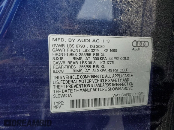 2014 Audi Q7 Premium Plus с VIN WA1LGAFE2ED010914, выставлен на аукционе Copart как лот 59791355 с пробегом 141 819 миль миль и Списание • Salvage title. История ставок и продаж доступна на DreamBid. Изображение 13.