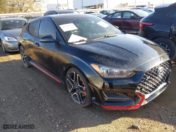 2021 Hyundai Veloster N with VIN KMHT36AH3MU010222, listed as a IAAI auction lot 41754524 with 25,128 mi miles. Bid and sale history available at carsss.com. Image 1.