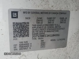 2019 GMC Sierra 1500 Limited SLE with VIN 2GTV2MEC1K1184351, listed as a Copart auction lot 41476205 with 0 mi miles and Clean Title. Bid and sale history available at carsss.com. Image 13.