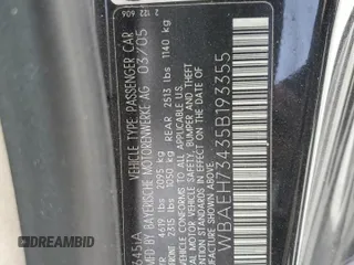 2005 BMW 6 Series 645Ci with VIN WBAEH73435B193355, listed as a Copart auction lot 76235744 with 150,474 mi miles and Salvage Title. Bid and sale history available at carsss.com. Image 12.