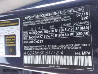 2018 Mercedes-Benz GLE with VIN 4JGDA5HB0JB177294, listed as a IAAI auction lot 41612634 with 53,459 mi miles. Bid and sale history available at carsss.com. Image 9.