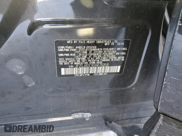 2016 Subaru Forester 2.5i Premium with VIN JF2SJADC9GH475059, listed as a Copart auction lot 46254655 with 84,535 mi miles and Salvage Title. Bid and sale history available at carsss.com. Image 14.