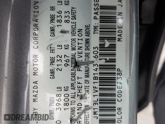 2011 Mazda 3 i Touring with VIN JM1BL1VF1B1433603, listed as a Copart auction lot 51496295 with 195,475 mi miles and Salvage Title. Bid and sale history available at carsss.com. Image 12.