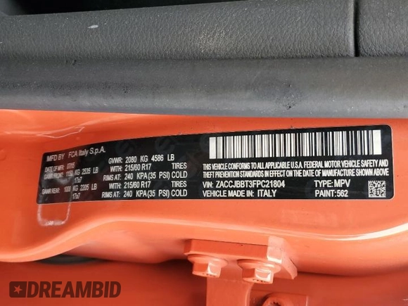 2015 Jeep Renegade Latitude z VIN ZACCJBBT3FPC21804, wystawiony jako Copart lot #44161075 z przebiegiem Nie podano mil oraz Szkoda całkowita • Salvage title. Historia ofert i sprzedaży dostępna na DreamBid. Obrazek 13.