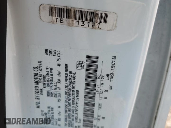 2017 Ford Transit Connect XL z VIN NM0LS7E72H1321000, wystawiony jako Copart lot #59009465 z przebiegiem Nie podano mil oraz Szkoda całkowita • Salvage title. Historia ofert i sprzedaży dostępna na DreamBid. Obrazek 12.