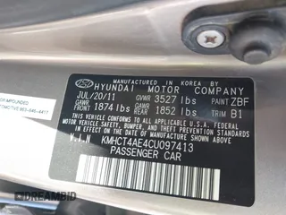 2012 Hyundai Accent GLS with VIN KMHCT4AE4CU097413, listed as a IAAI auction lot 42024571 with 120,672 mi miles. Bid and sale history available at carsss.com. Image 9.